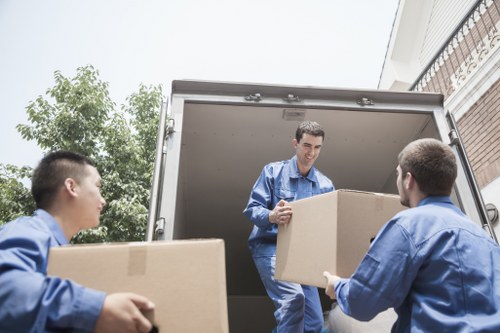 Office removals team preparing furniture for a Walthamstow business move