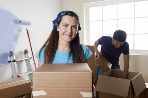 Packed boxes and furniture ready for moving day