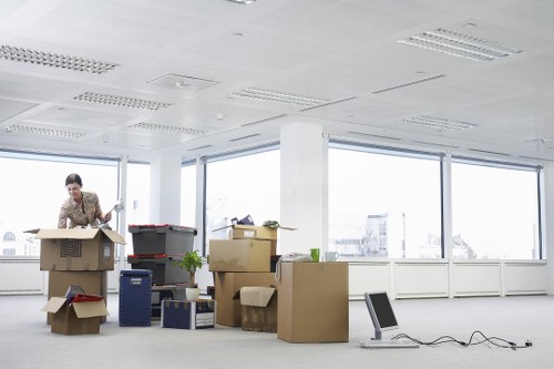 Local movers preparing fragile items and furniture for transport