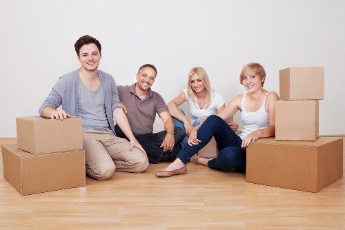 Business relocation equipment and office furniture being prepared